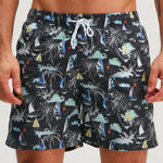 Palm Tree Sailboat Print Swim Shorts