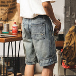 Vintage Patchwork Straight-leg Denim Shorts