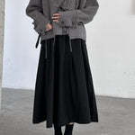 Dark Raw Edge V-neck Knitted Jacket