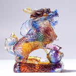 Buddha Stones Feng Shui Kirin Handmade Liuli Crystal Art Piece Fortune Home Office Decoration