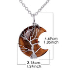 Buddha Stones Natural Quartz Crystal Moon Tree Of Life Healing Energy Necklace Pendant