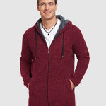 Men's Fleece-lined thickened knitted zipper Long  hooded jacket