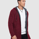 Men's Fleece-lined thickened knitted zipper Long  hooded jacket