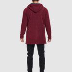 Men's Fleece-lined thickened knitted zipper Long  hooded jacket