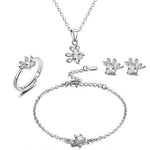Rose Gold Paw Jewelry Set – 4 Pieces with Zirconia Heart (Ring, Necklace, Earrings, Bracelet)