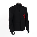 Horse Embroidered Stand-up Collar Suit Jacket
