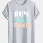 Regular Fit Sun Sand Palm Tree Print Cotton T-Shirt