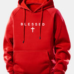 Blessed Print Drawstring Hoodie