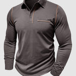 Men's lapel half-button long-sleeved Polo