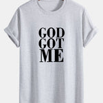 Regular Fit God Got Me Print Cotton T-Shirt