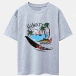 Hawaii Beach Print Drop Shoulder Oversize T-Shirt