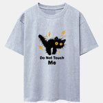 Electric Black Cat Print Drop Shoulder Oversize T-Shirt