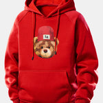 Los Angeles Bear Print Drawstring Hoodie