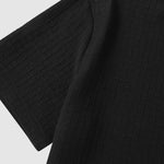Men's irregular texture striped solid color casual short-sleeved shirt