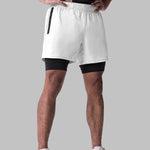 Men's fake two-piece multi-pocket quick-drying sports shorts