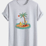 Regular Fit Skeleton On Vacation Print Cotton T-Shirt