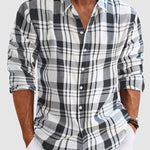 Men's Plaid Loose Fit Casual Long Sleeve Shirt