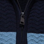 Men's Knitted Striped Casual Business Half-Zip short sleeve POLO