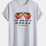 Regular Fit Sunglasses Palm Tree Print Cotton T-Shirt
