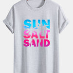 Regular Fit Colorful Sun Salt Sand Print Cotton T-Shirt