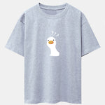 Doubtful Goose Print Drop Shoulder Oversize T-Shirt