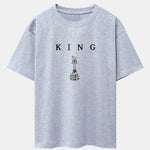 King Chess Print Drop Shoulder Oversize T-Shirt