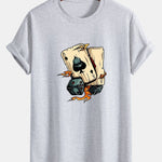 Regular Fit Dice Playing Cards Print Cotton T-Shirt