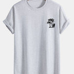 Regular Fit Palm Tree Surfboard Print Cotton T-Shirt