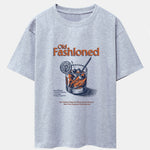 Vintage Whiskey Print Drop Shoulder Oversize T-Shirt