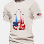 Regular Fit Fighter Jets With USA Flag Print Cotton T-Shirt