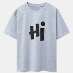 Hi Slogan Lines Print Drop Shoulder Oversize T-Shirt