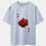Rose K Print Drop Shoulder Oversize T-Shirt