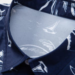 Palm Tree Island Print Button Up Shirt & Drawstring Swim Shorts