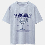 Margarita Cocktail Print Drop Shoulder Oversize T-Shirt