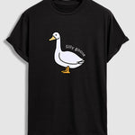 Men's Fun Silly Goose Print Casual Round Neck  Short Sleeves T-Shirt