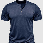 Men's solid color casual henley short-sleeved polo