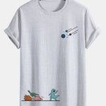 Regular Fit Dinosaurs Avoid Meteorites Print Cotton T-Shirt