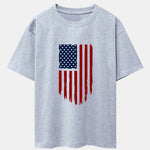 American Flag Print Drop Shoulder Oversize T-Shirt