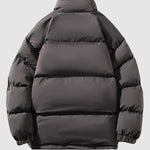 Men's solid color fleece-lined stand collar warm puffer jacket
