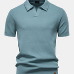 Pineapple Texture Knit V Neck Polo & Cotton Chino Shorts