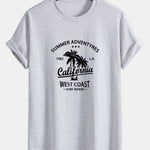 Regular Fit California Palm Tree Print Cotton T-Shirt