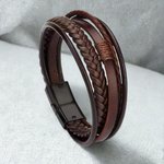 Rustic Braided Leather Men's Bracelet