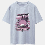 Tokyo Speed Car Print Drop Shoulder Oversize T-Shirt