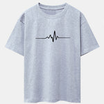 Heartbeat Flatline Print Drop Shoulder Oversize T-Shirt
