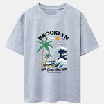 Beach Waves Print Drop Shoulder Oversize T-Shirt