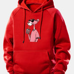Pink Panther Print Drawstring Hoodie
