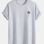 Regular Fit Palm Tree Slogan Print Cotton T-Shirt
