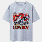 Western Cowboy Print Drop Shoulder Oversize T-Shirt