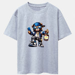 Hip Hop Bear Print Drop Shoulder Oversize T-Shirt