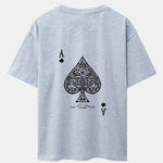 Ace Of Spades Print Drop Shoulder Oversize T-Shirt